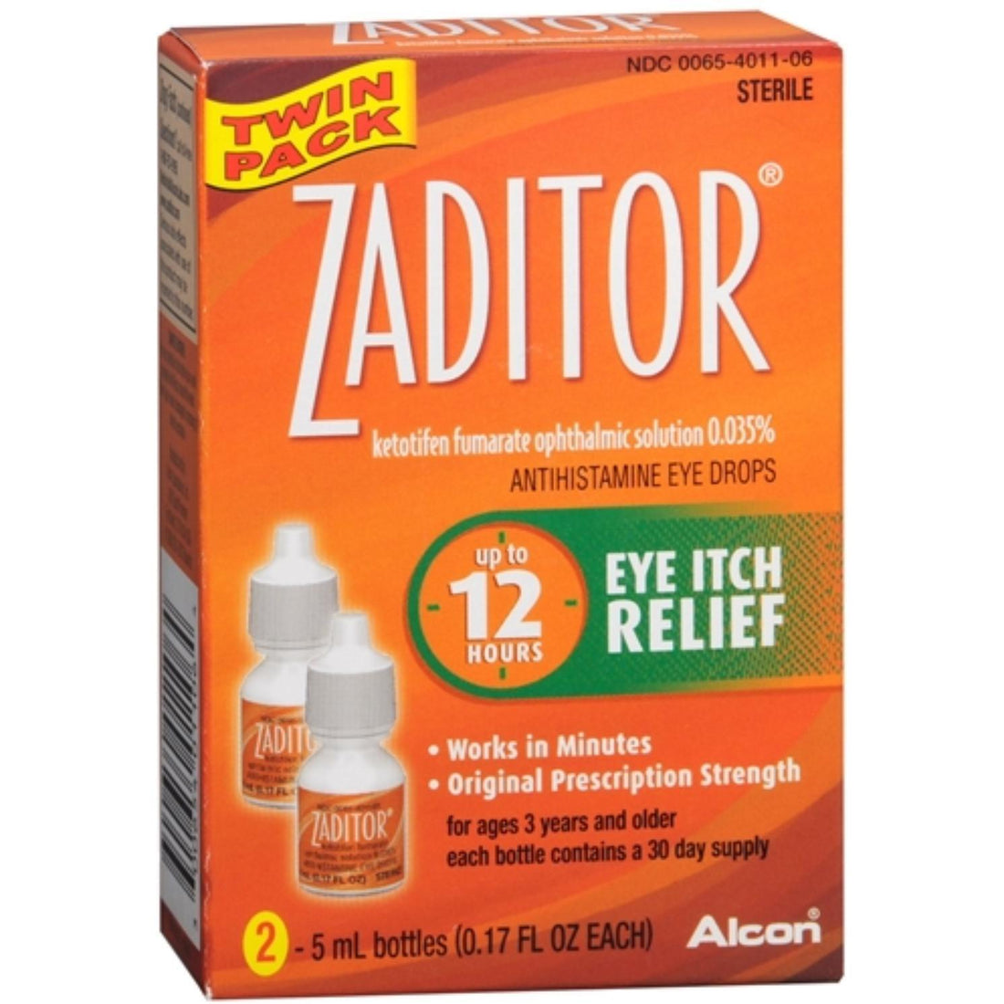 Zaditor Antihistamine Eye Itch Relief Drops Twin Pack 