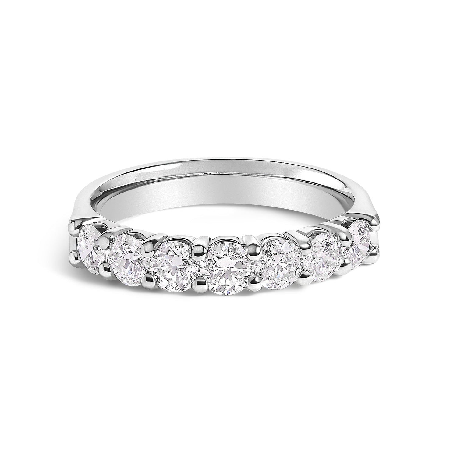 14K White Gold 1.0 Cttw Diamond 7 Stone Band Ring  DestGlow