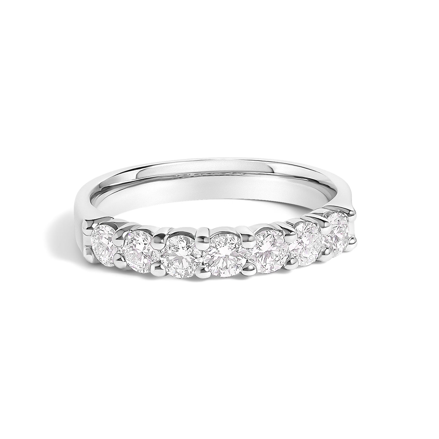 14K White Gold 3/4 Cttw Diamond 7 Stone Band Ring  DestGlow