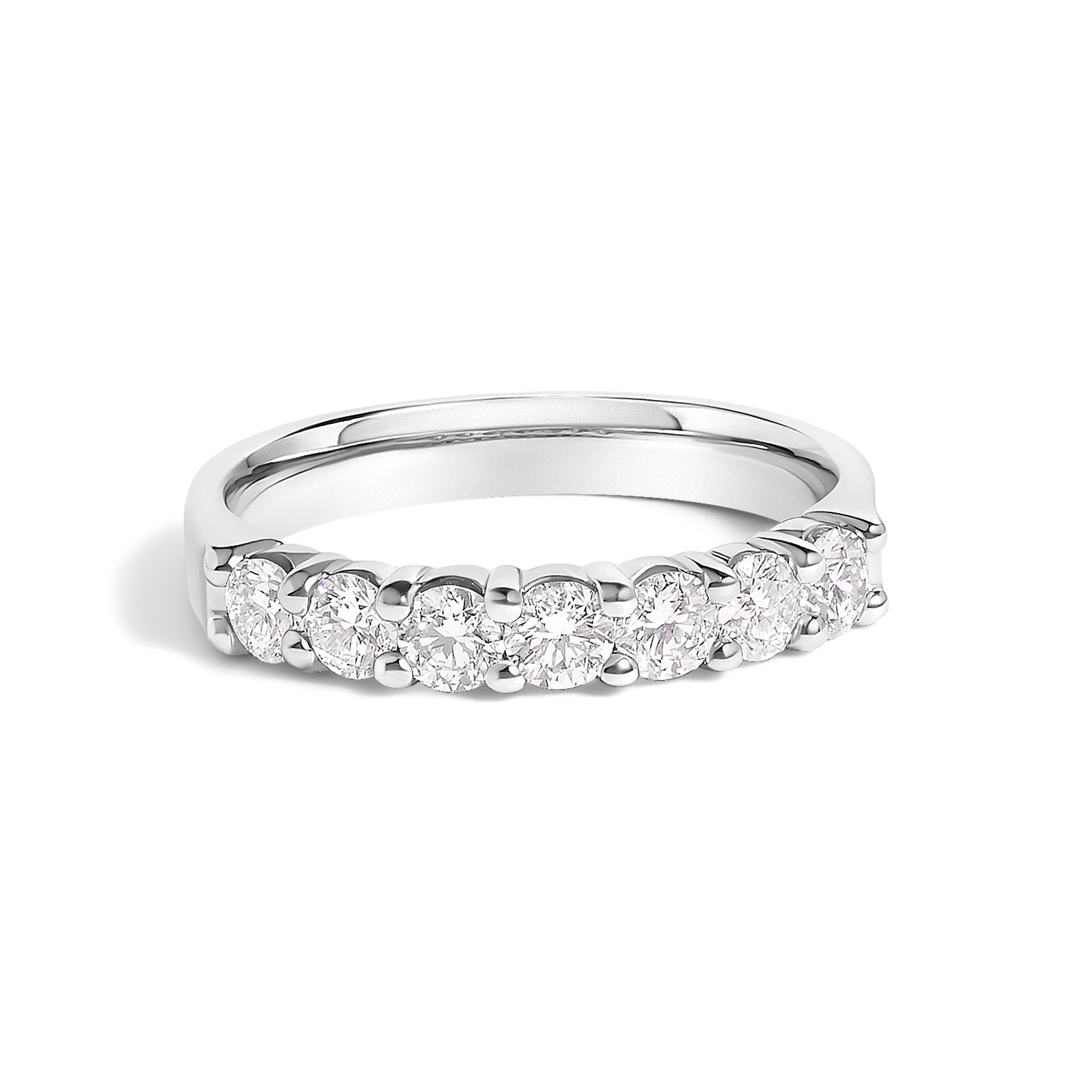 14K White Gold 3/4 Cttw Diamond 7 Stone Band Ring  DestGlow