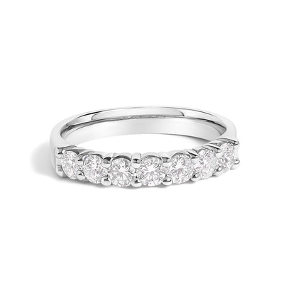 14K White Gold 3/4 Cttw Diamond 7 Stone Band Ring  DestGlow