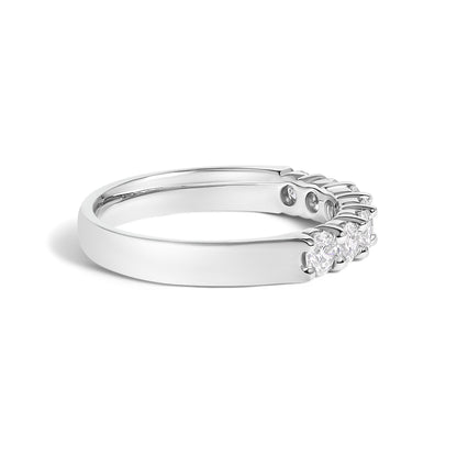 14K White Gold 3/4 Cttw Diamond 7 Stone Band Ring  DestGlow