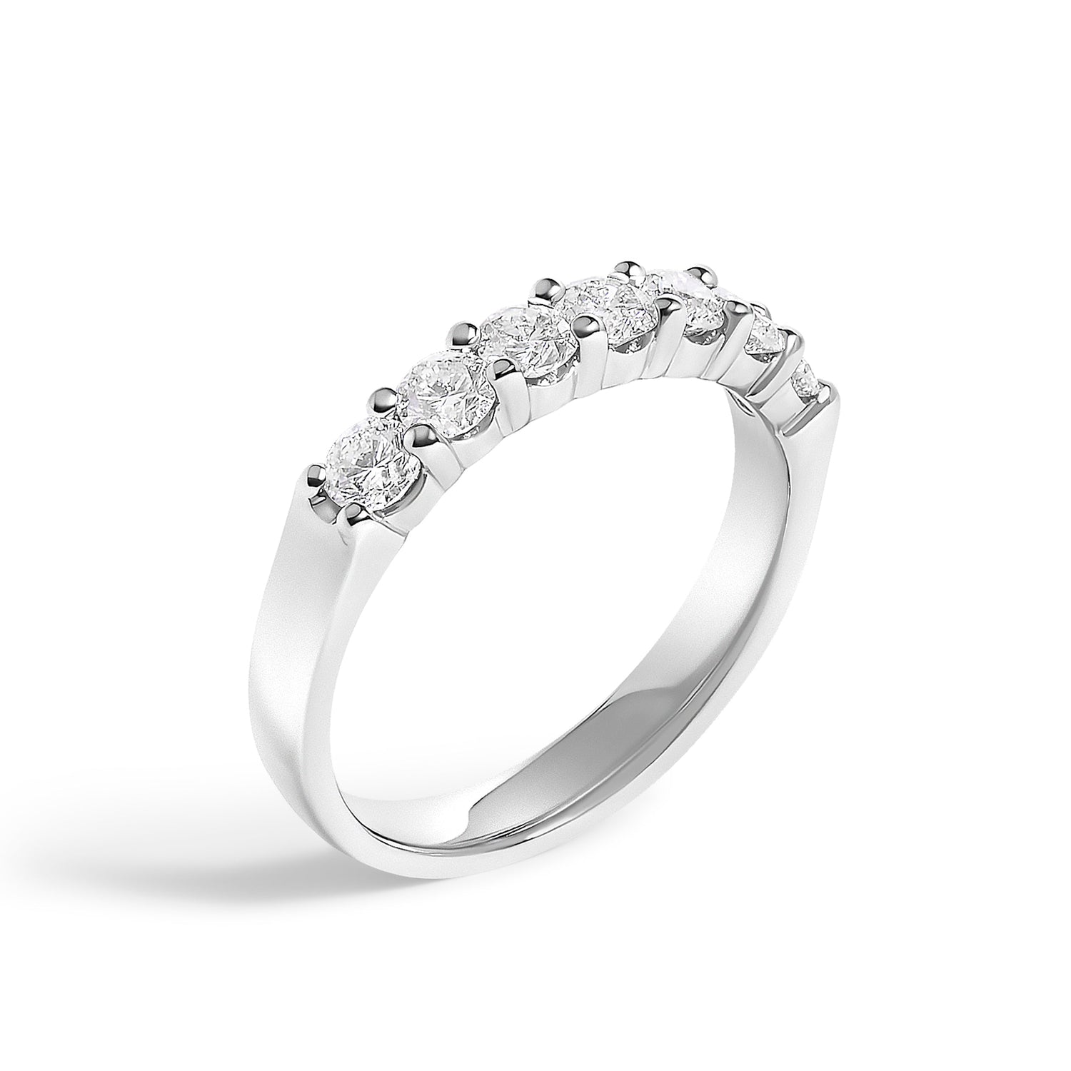 14K White Gold 3/4 Cttw Diamond 7 Stone Band Ring  DestGlow