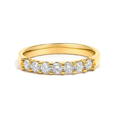 14K Yellow Gold 1/2 Cttw Diamond 7 Stone Band Ring  DestGlow