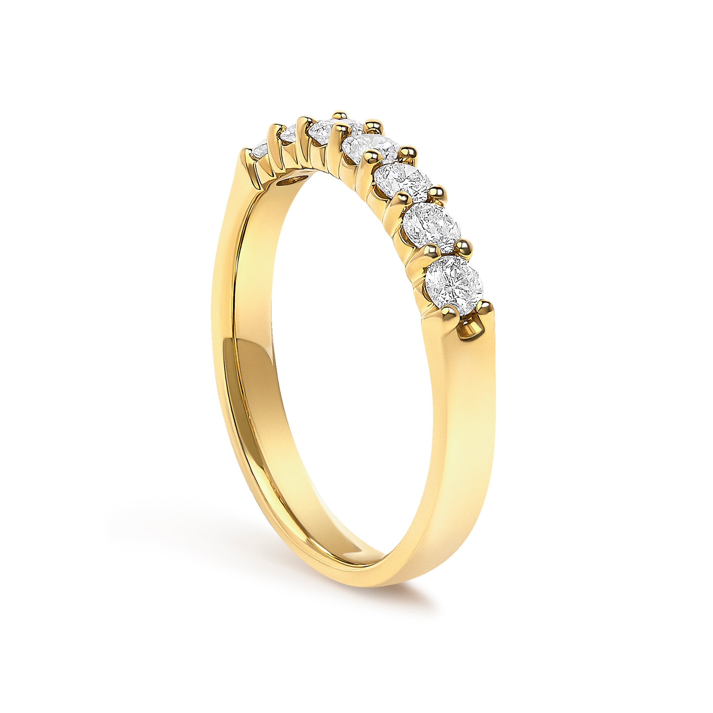 14K Yellow Gold 1/2 Cttw Diamond 7 Stone Band Ring  DestGlow