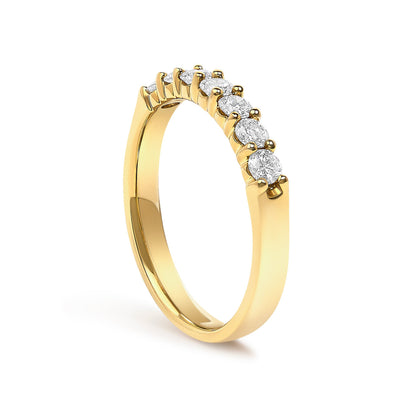 14K Yellow Gold 1/2 Cttw Diamond 7 Stone Band Ring  DestGlow