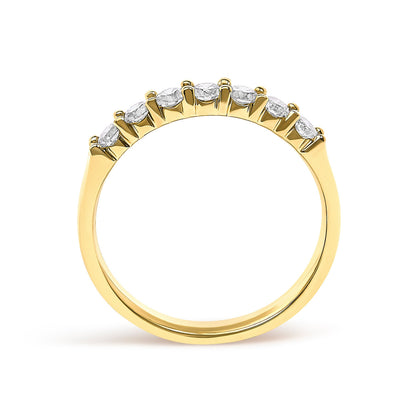 14K Yellow Gold 1/2 Cttw Diamond 7 Stone Band Ring  DestGlow