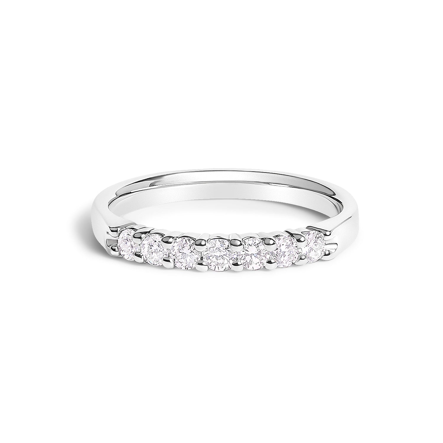 14K White Gold 1/3 Cttw Diamond 7 Stone Band Ring  DestGlow