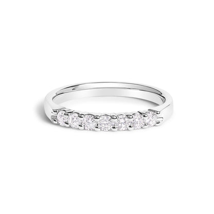 14K White Gold 1/3 Cttw Diamond 7 Stone Band Ring  DestGlow