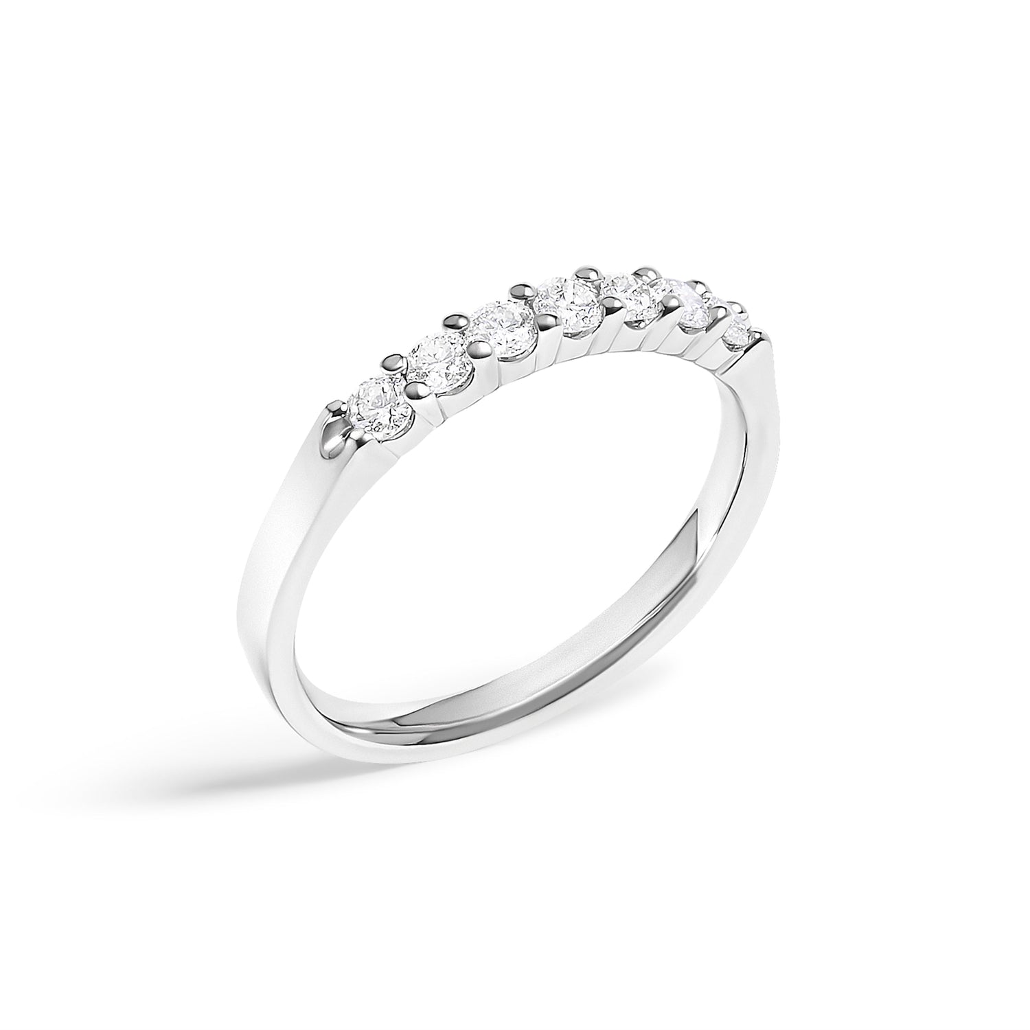 14K White Gold 1/3 Cttw Diamond 7 Stone Band Ring  DestGlow