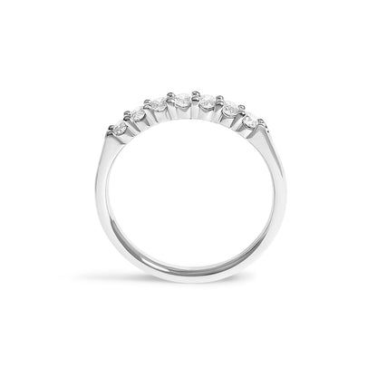 14K White Gold 1/3 Cttw Diamond 7 Stone Band Ring  DestGlow