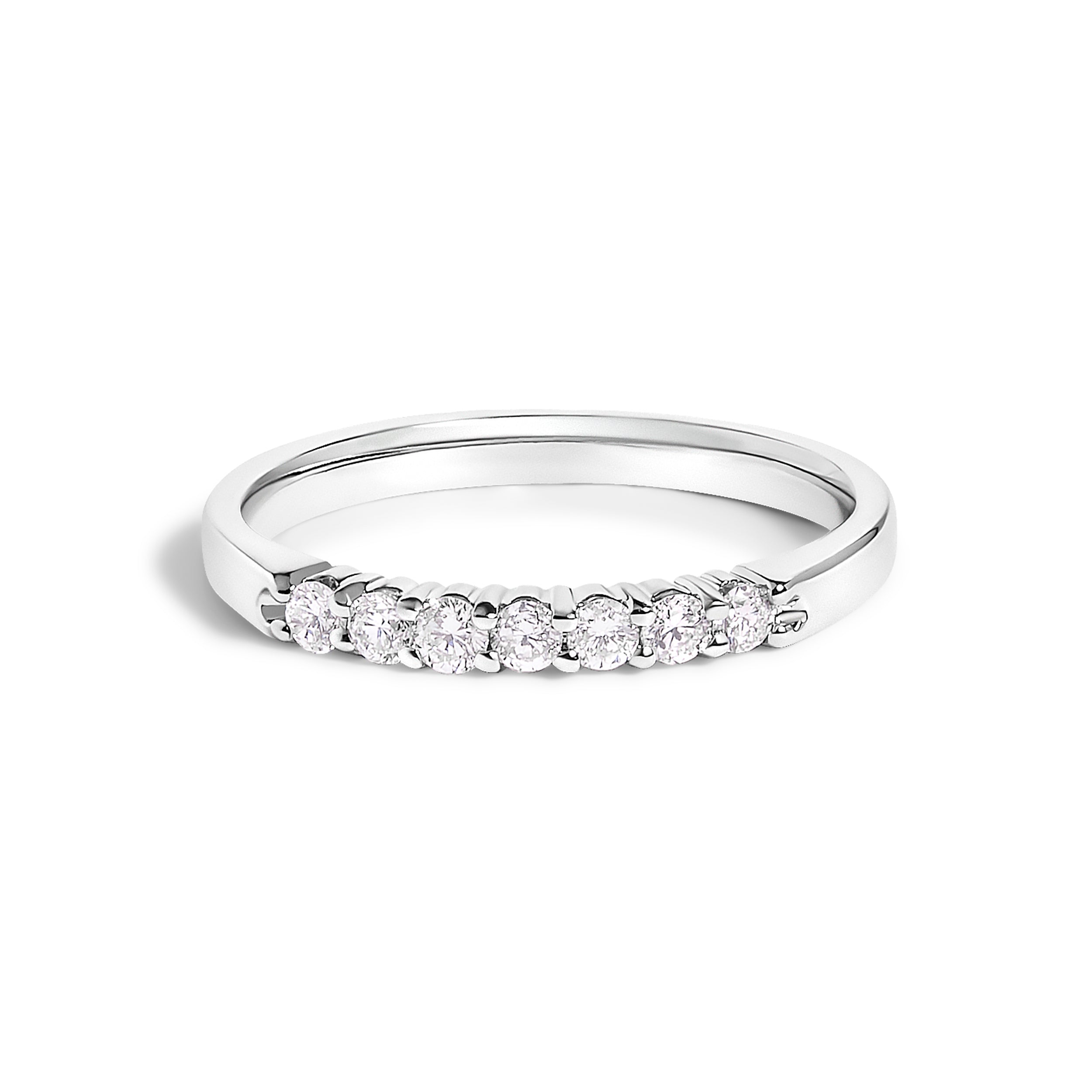 14K White Gold 1/4 Cttw Diamond 7 Stone Band Ring  DestGlow