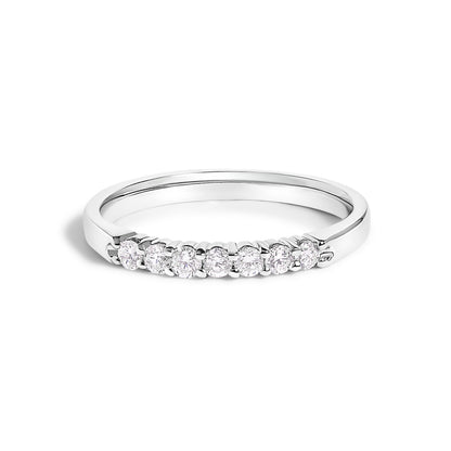 14K White Gold 1/4 Cttw Diamond 7 Stone Band Ring  DestGlow