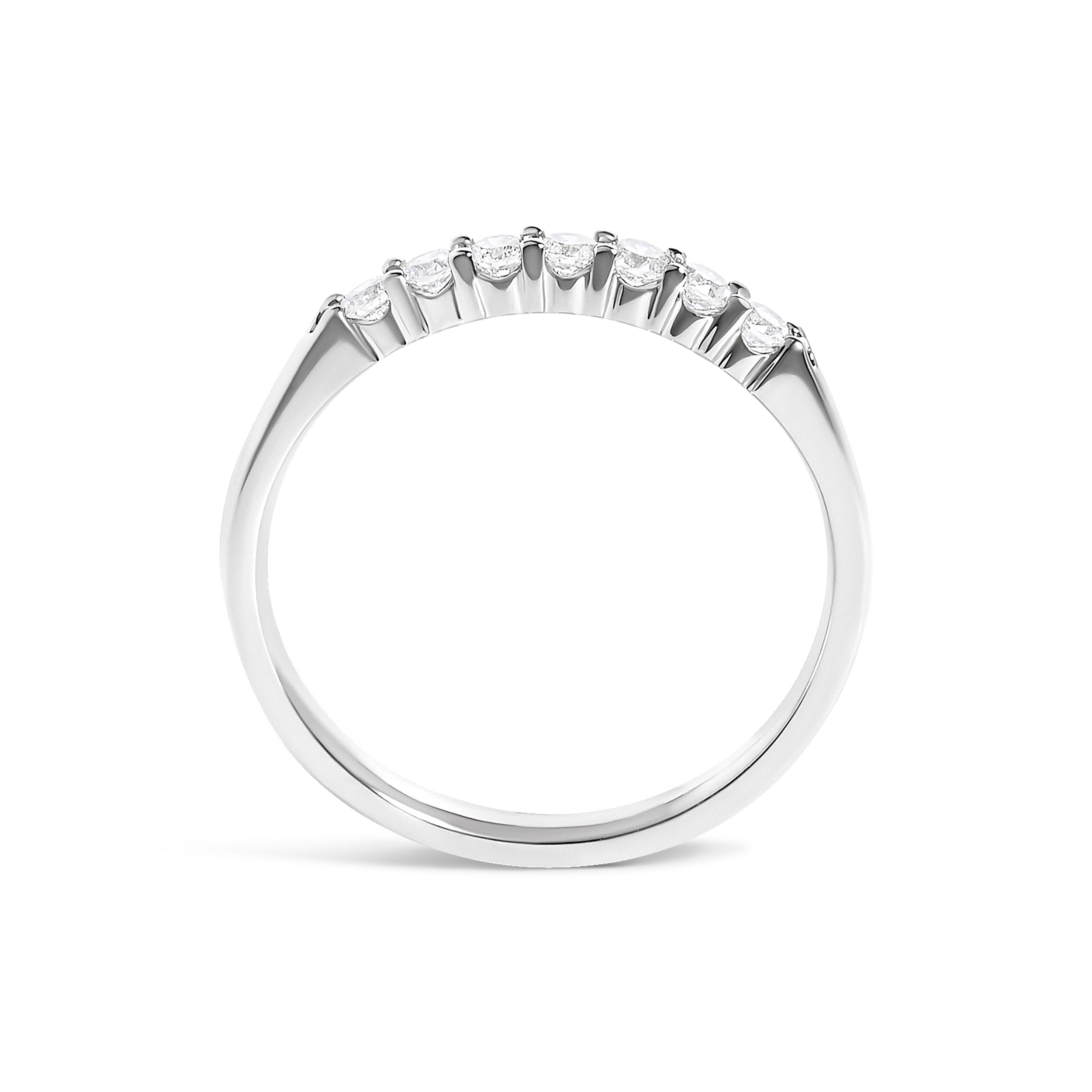 14K White Gold 1/4 Cttw Diamond 7 Stone Band Ring  DestGlow