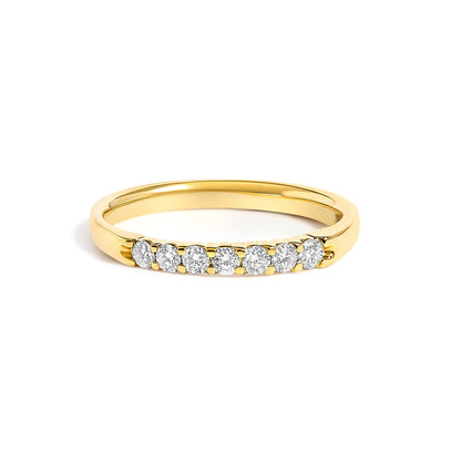 14K White Gold 1/4 Cttw Diamond 7 Stone Band Ring  DestGlow