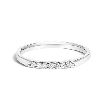14K White Gold 1/10 Cttw Diamond 7 Stone Band Ring  DestGlow