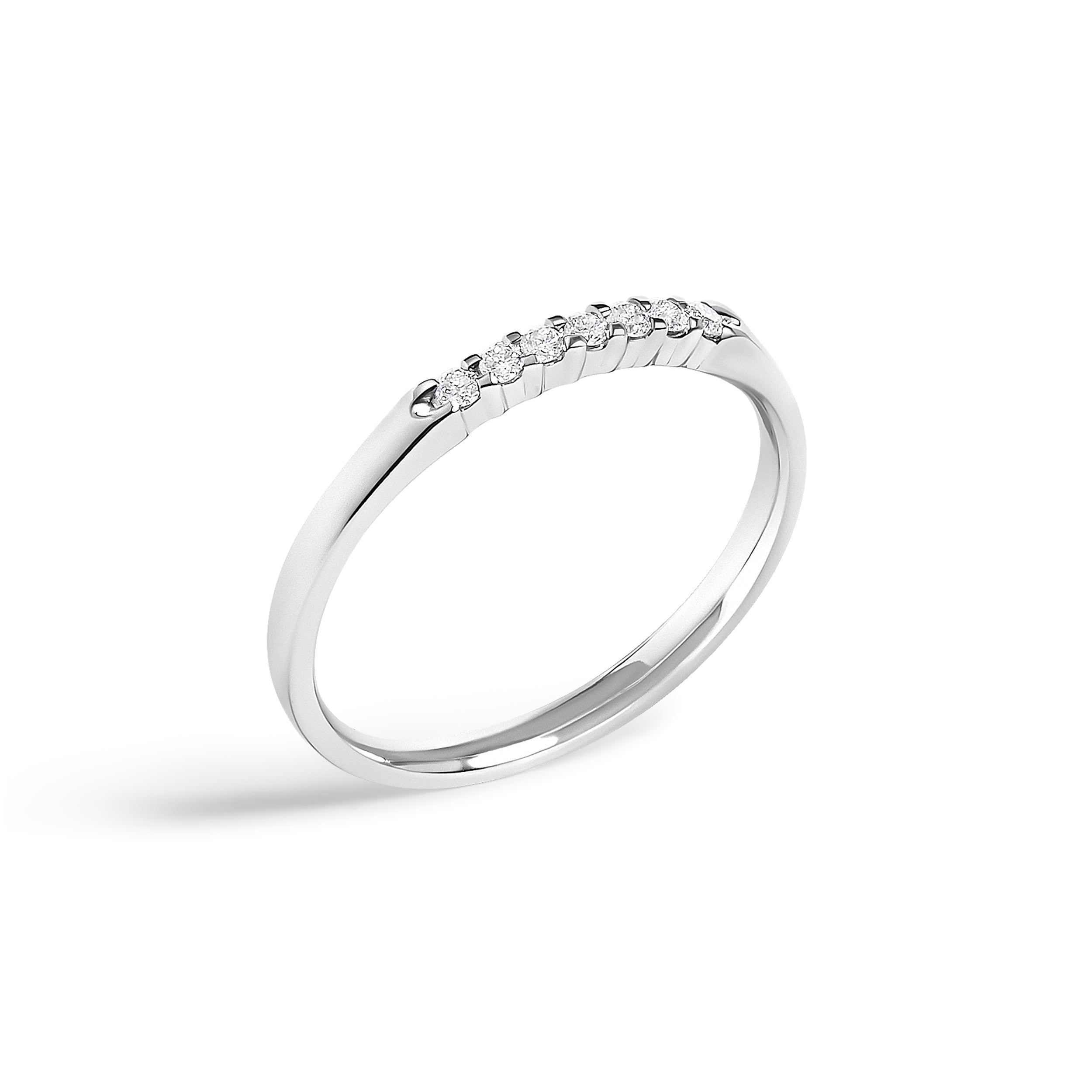 14K White Gold 1/10 Cttw Diamond 7 Stone Band Ring  DestGlow