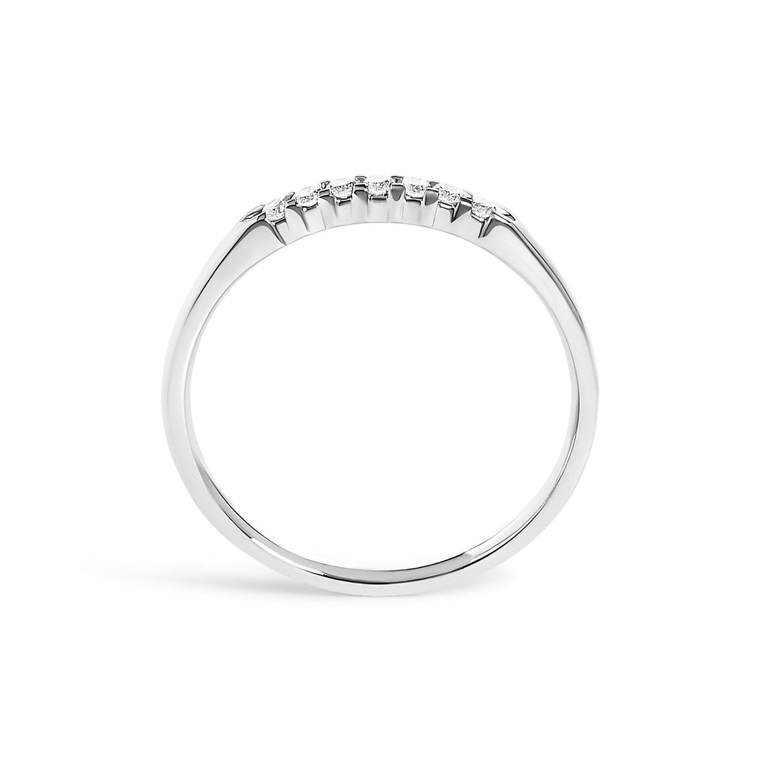 14K White Gold 1/10 Cttw Diamond 7 Stone Band Ring  DestGlow