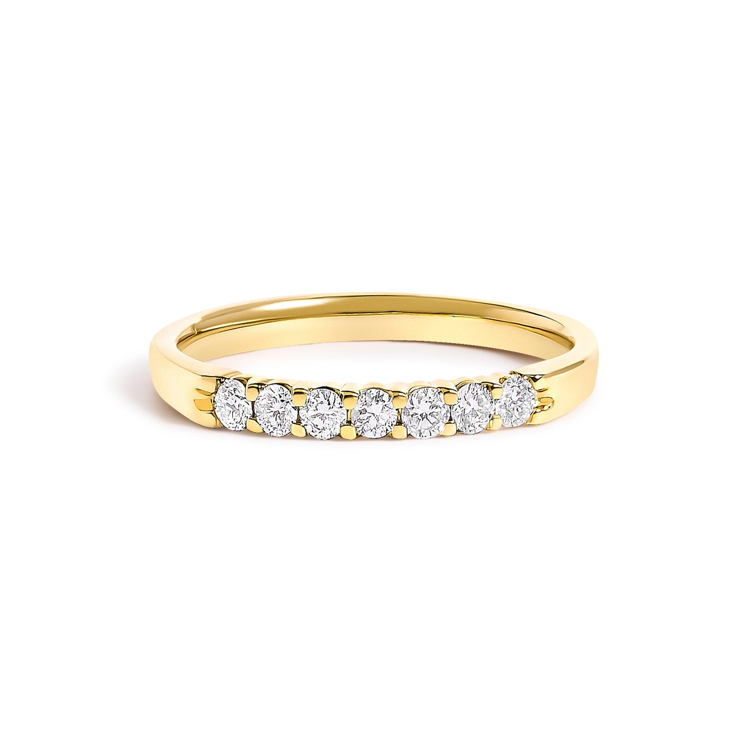 14K White Gold 1/10 Cttw Diamond 7 Stone Band Ring  DestGlow