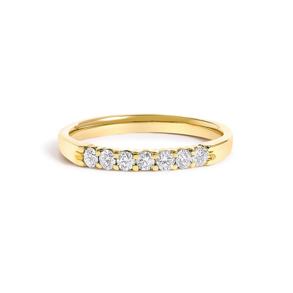 14K White Gold 1/10 Cttw Diamond 7 Stone Band Ring  DestGlow