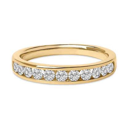14K Yellow Gold 1/2 Cttw Round Diamond 11 Stone Channel Set Band by Bids.com