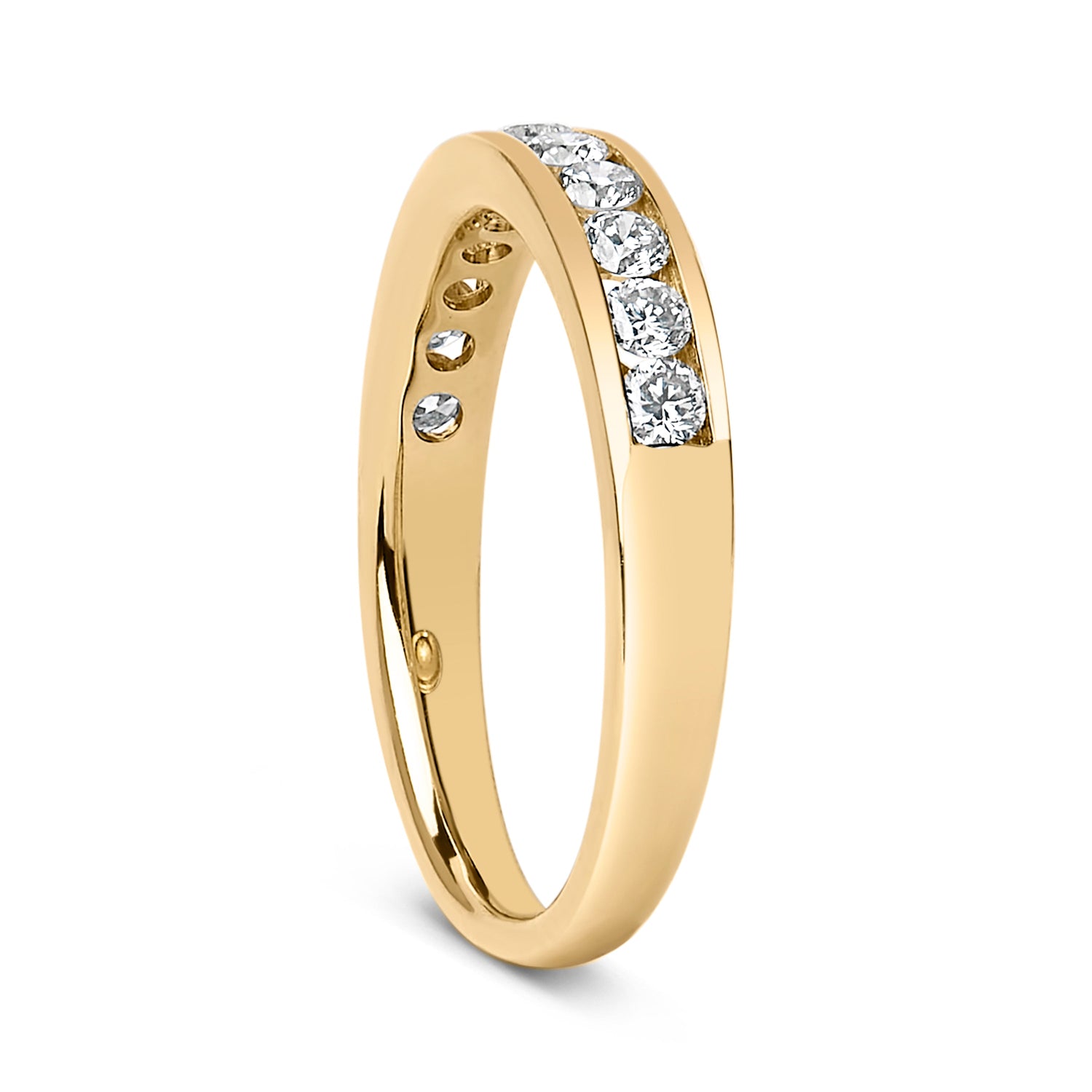 14K Yellow Gold 1/2 Cttw Round Diamond 11 Stone Channel Set Band by Bids.com
