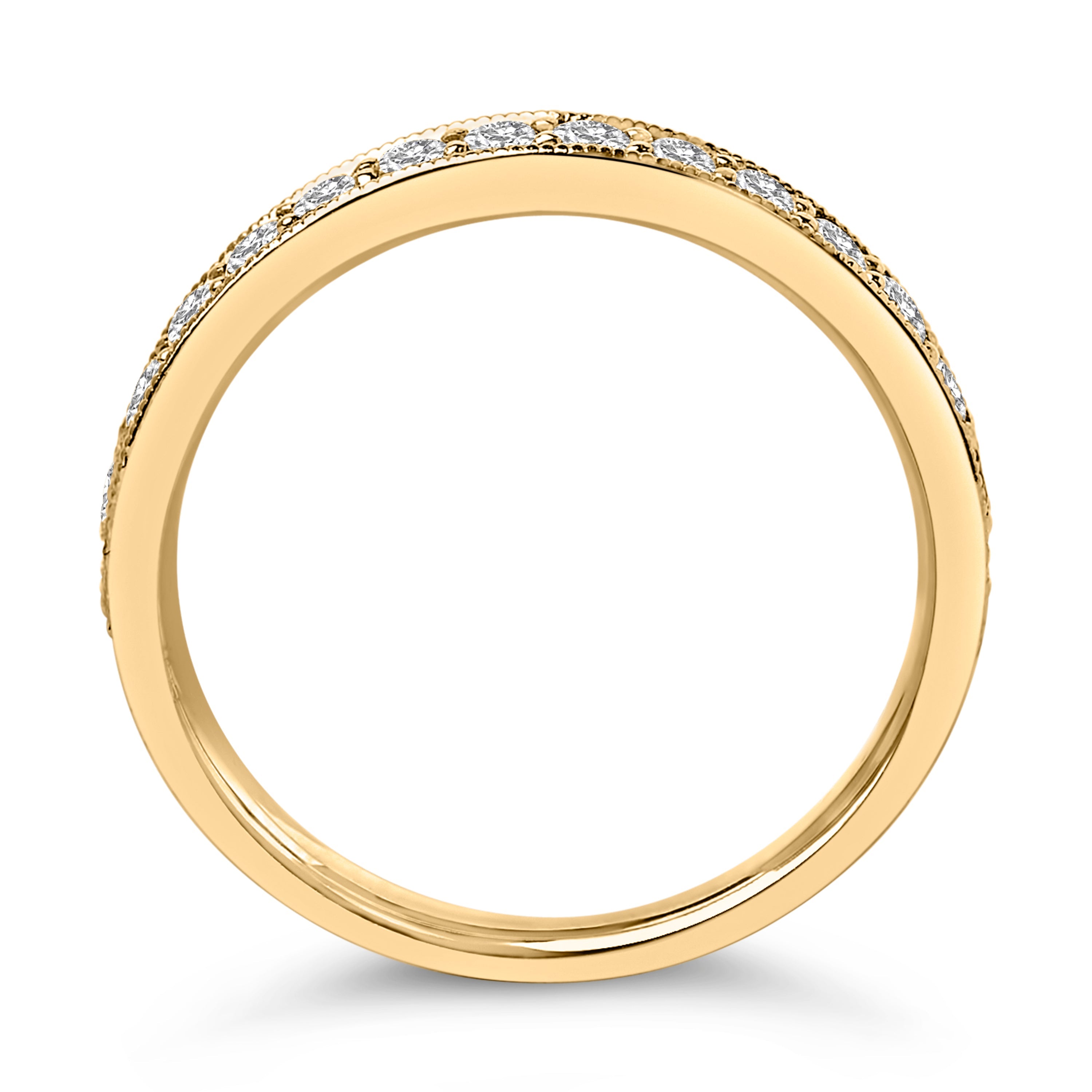 14K Yellow Gold 1/2 Cttw Round Diamond Milgrain Wedding Band by Bids.com