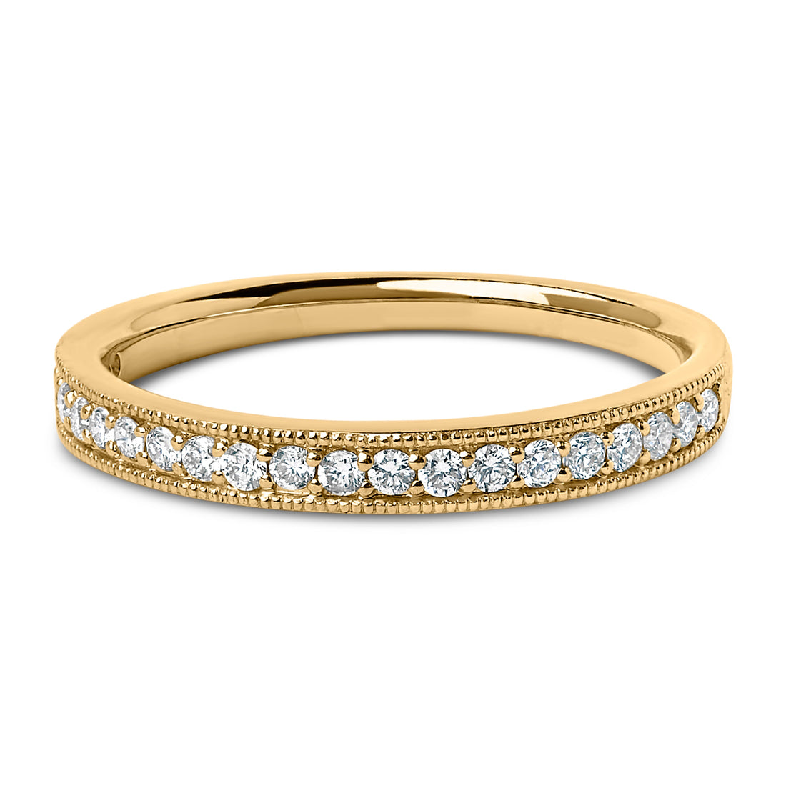 14K Yellow Gold 1/4 Cttw Round Diamond Milgrain Wedding Band (I-J Color, SI2-I1 Clarity) - Size 6.5 by Bids.com