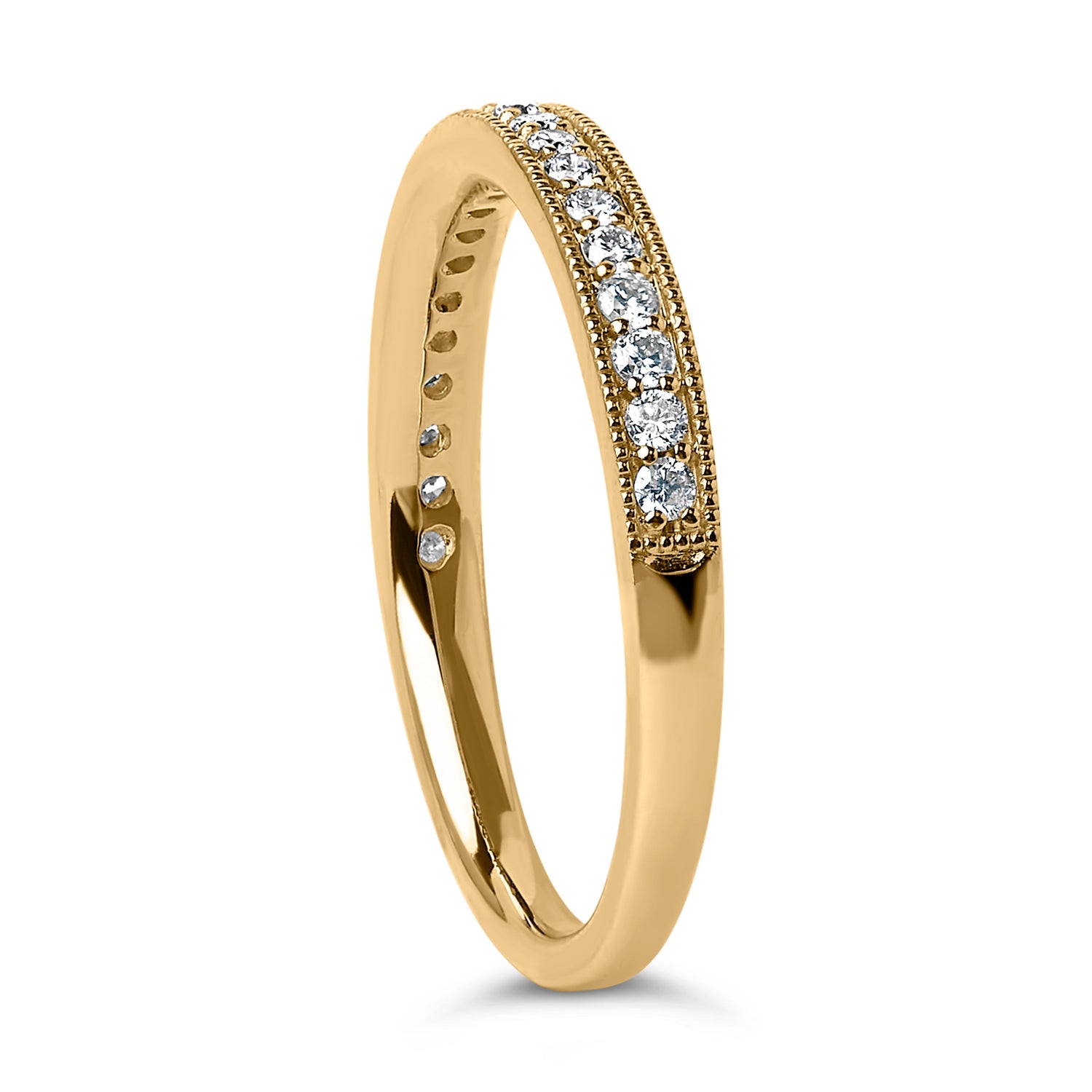 14K Yellow Gold 1/4 Cttw Round Diamond Milgrain Wedding Band (I-J Color, SI2-I1 Clarity) - Size 6.5 by Bids.com