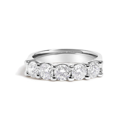 14K White Gold 1 1/2 Cttw Diamond 5 Stone Band Ring  DestGlow
