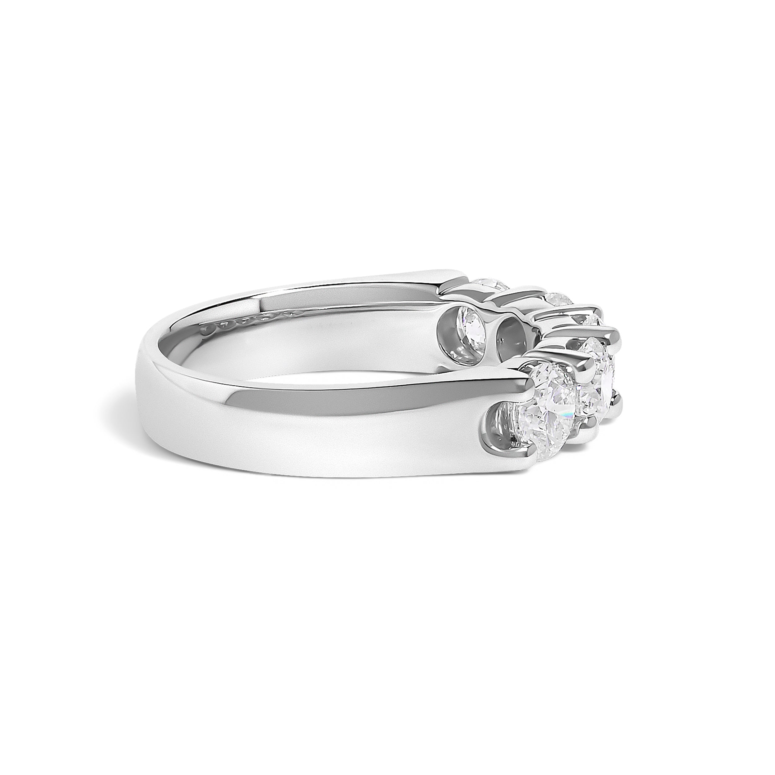 14K White Gold 1 1/2 Cttw Diamond 5 Stone Band Ring  DestGlow