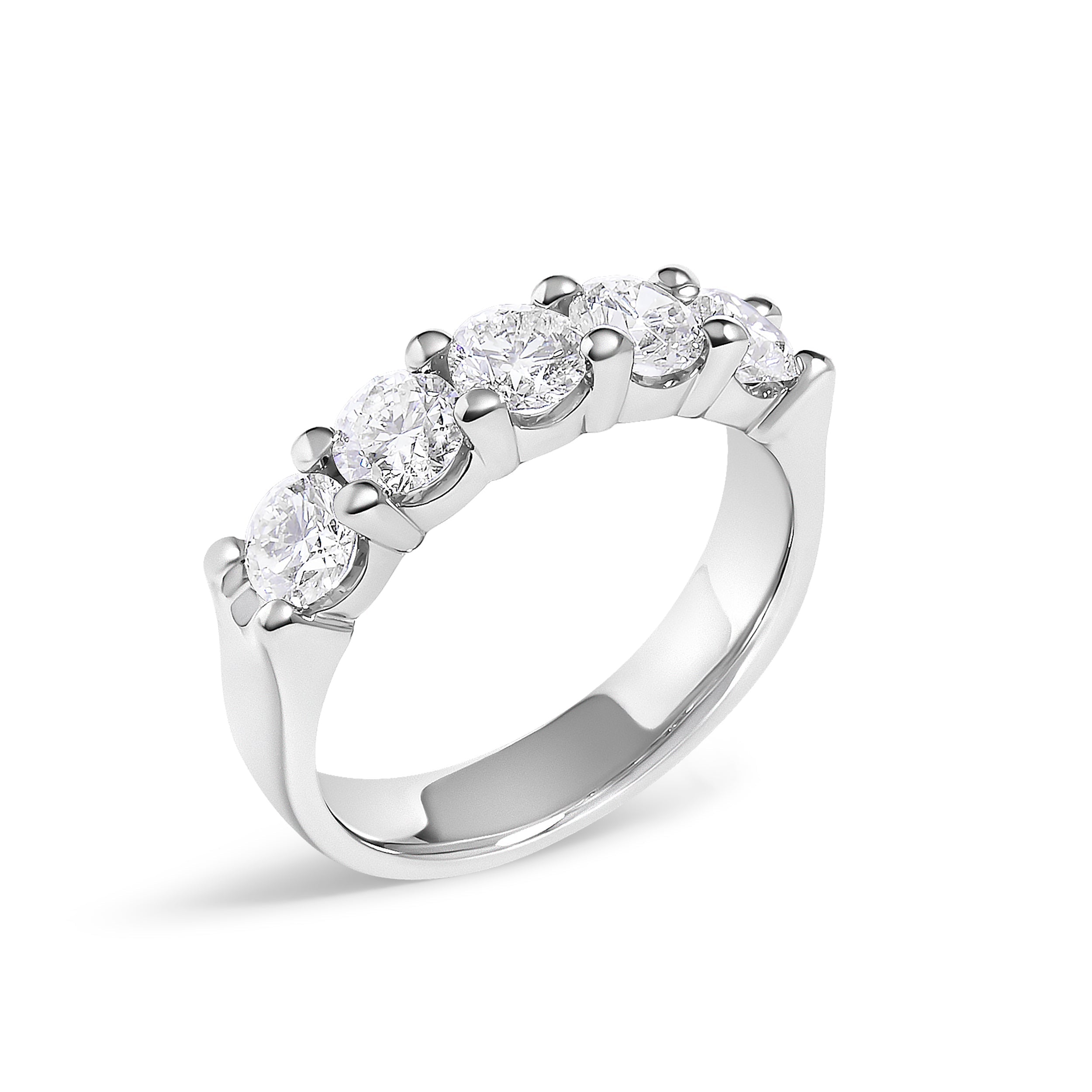 14K White Gold 1 1/2 Cttw Diamond 5 Stone Band Ring  DestGlow