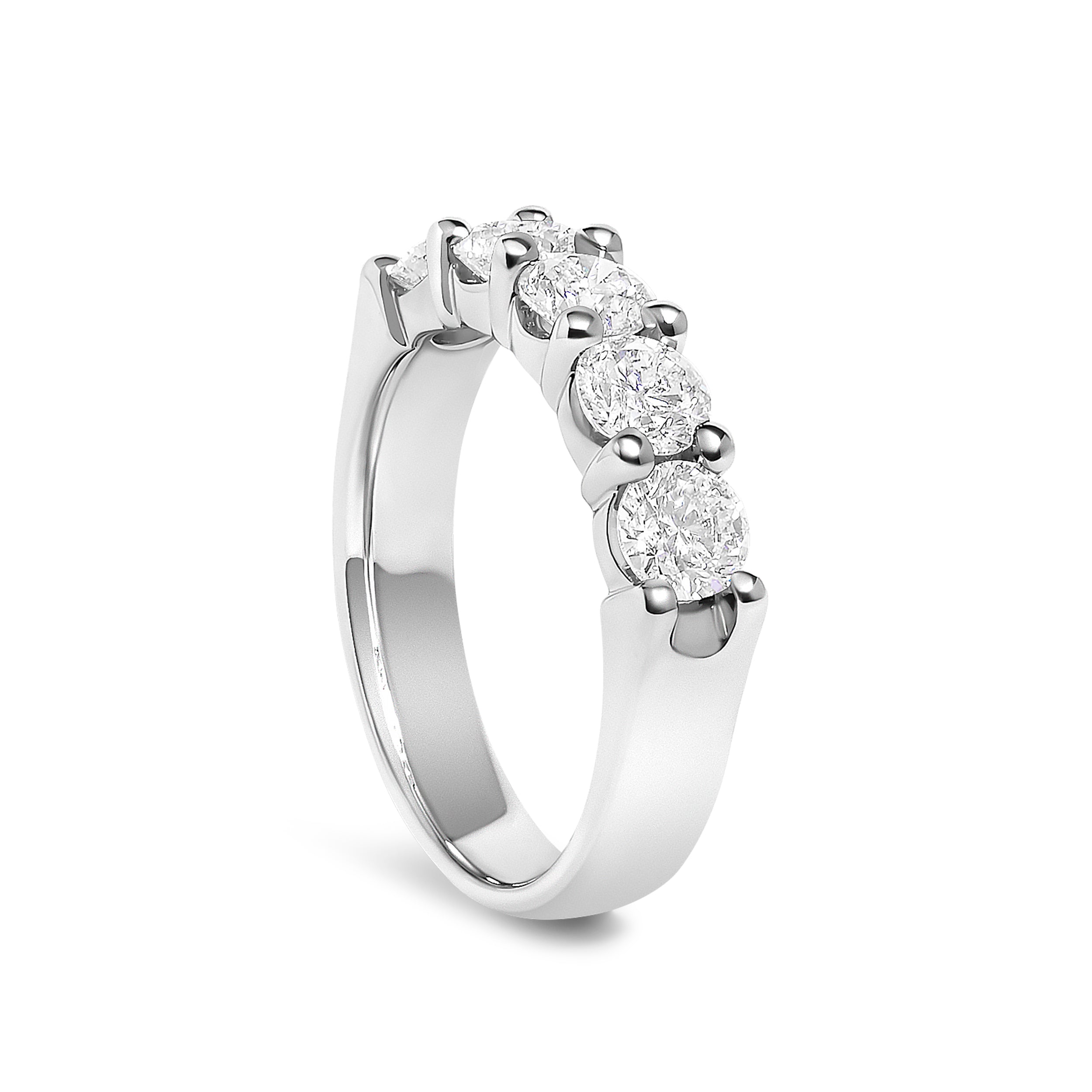 14K White Gold 1 1/2 Cttw Diamond 5 Stone Band Ring  DestGlow