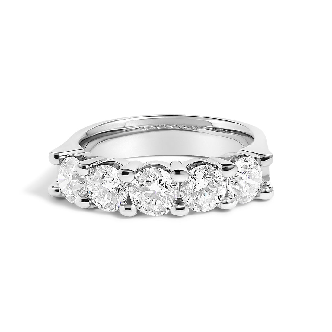 14K White Gold 2.0 Cttw Round Diamond Five Stone Band Ring  DestGlow