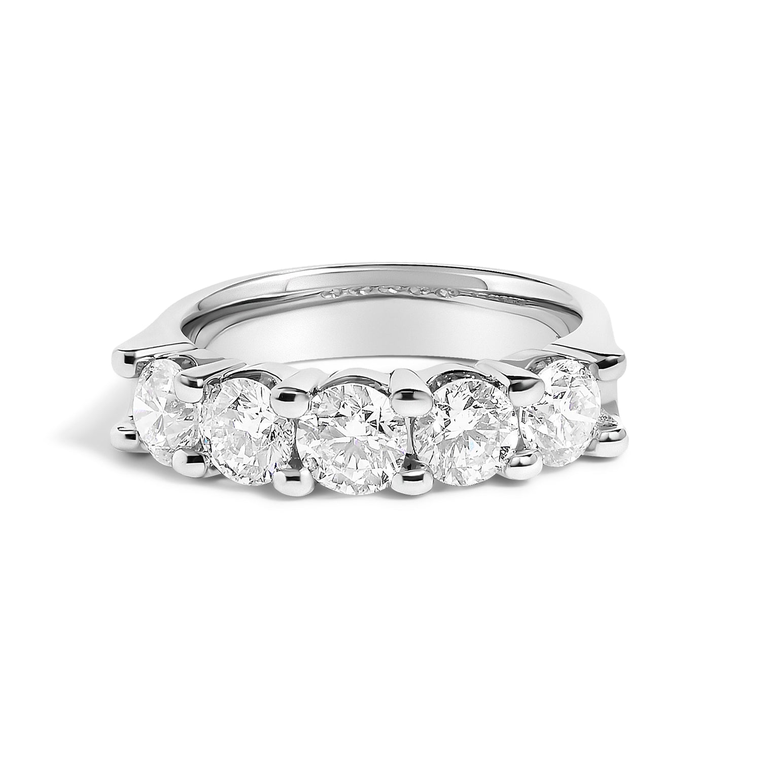 14K White Gold 2.0 Cttw Round Diamond Five Stone Band Ring  DestGlow