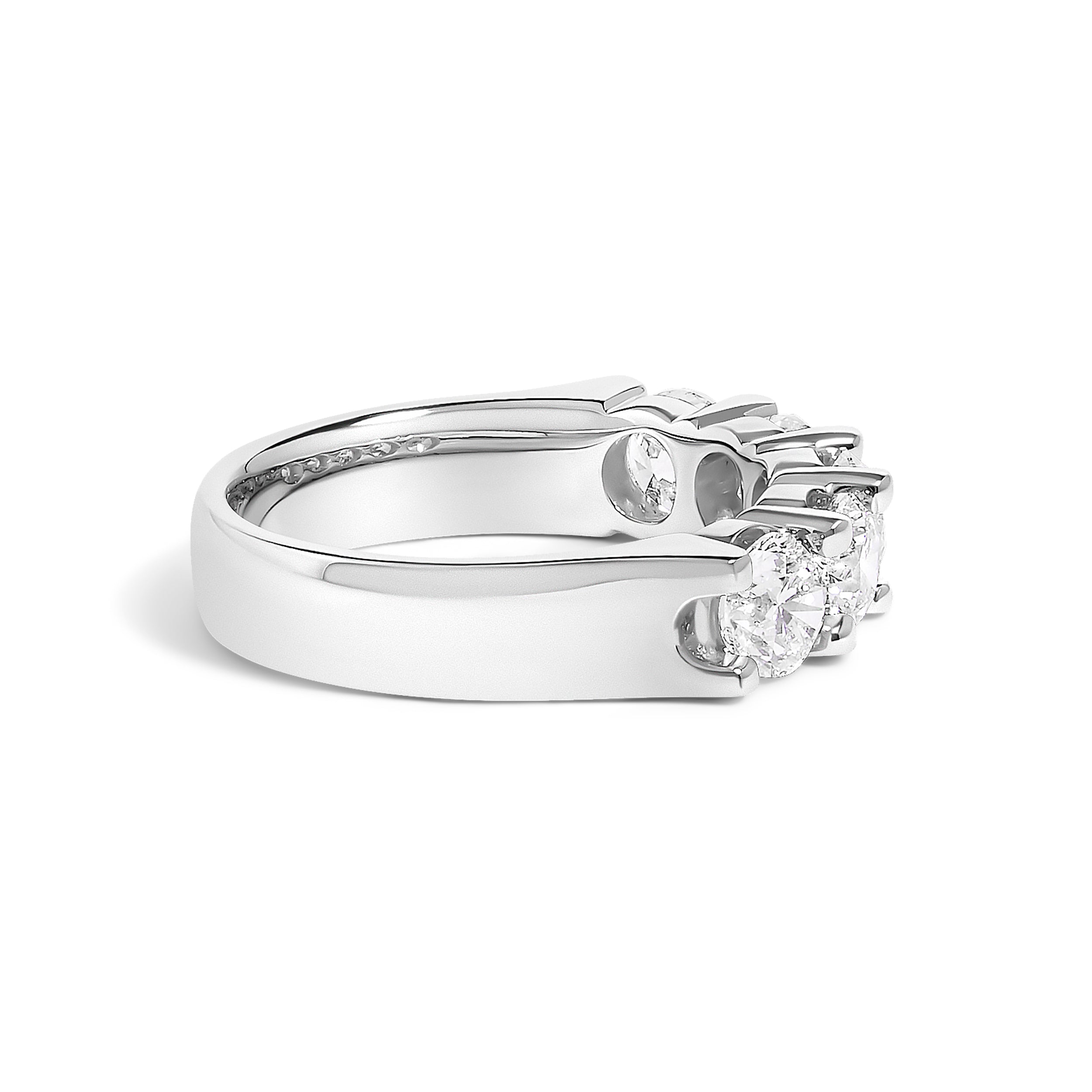 14K White Gold 2.0 Cttw Round Diamond Five Stone Band Ring  DestGlow
