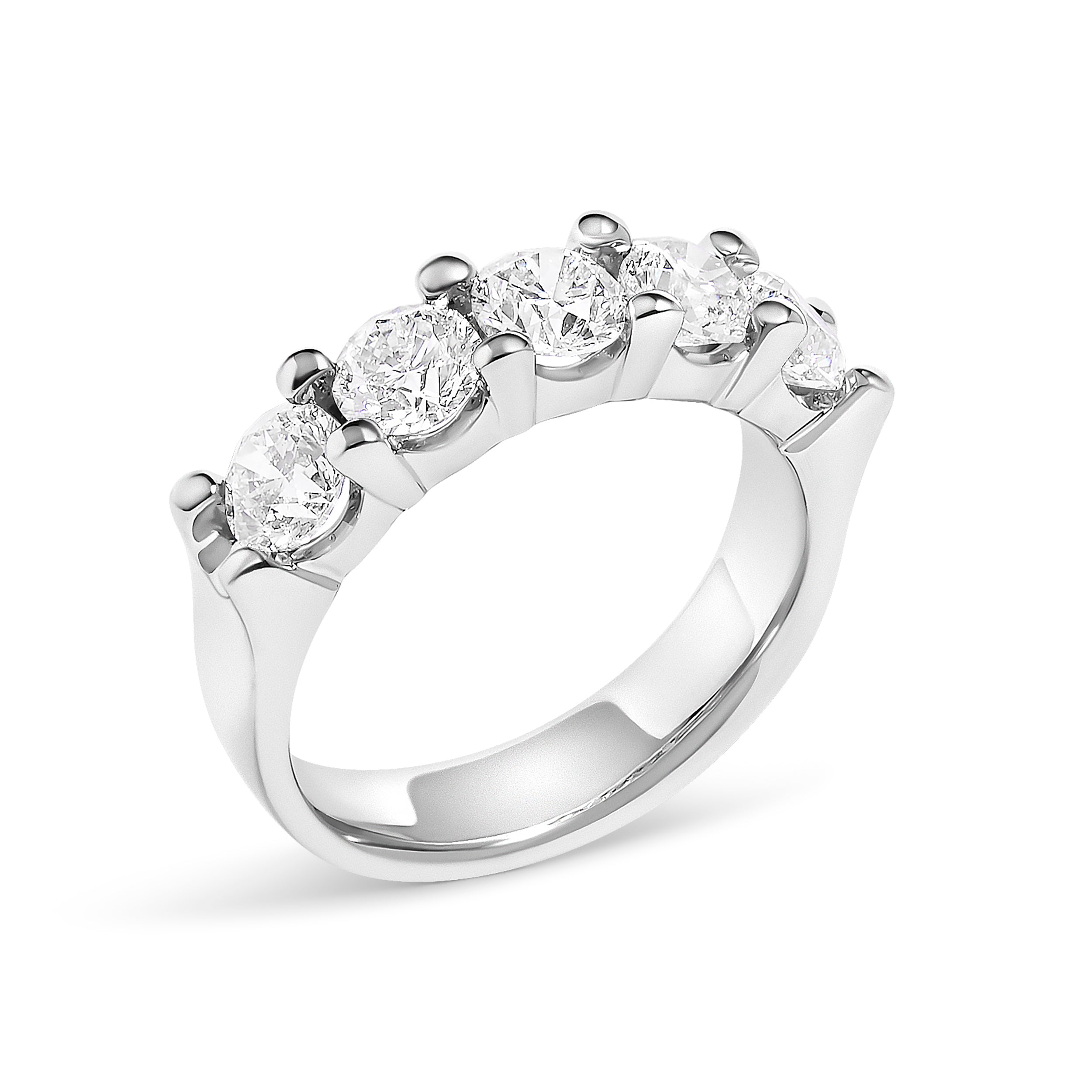 14K White Gold 2.0 Cttw Round Diamond Five Stone Band Ring  DestGlow