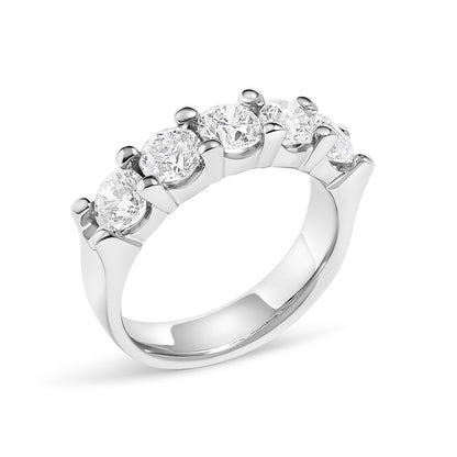 14K White Gold 2.0 Cttw Round Diamond Five Stone Band Ring  DestGlow