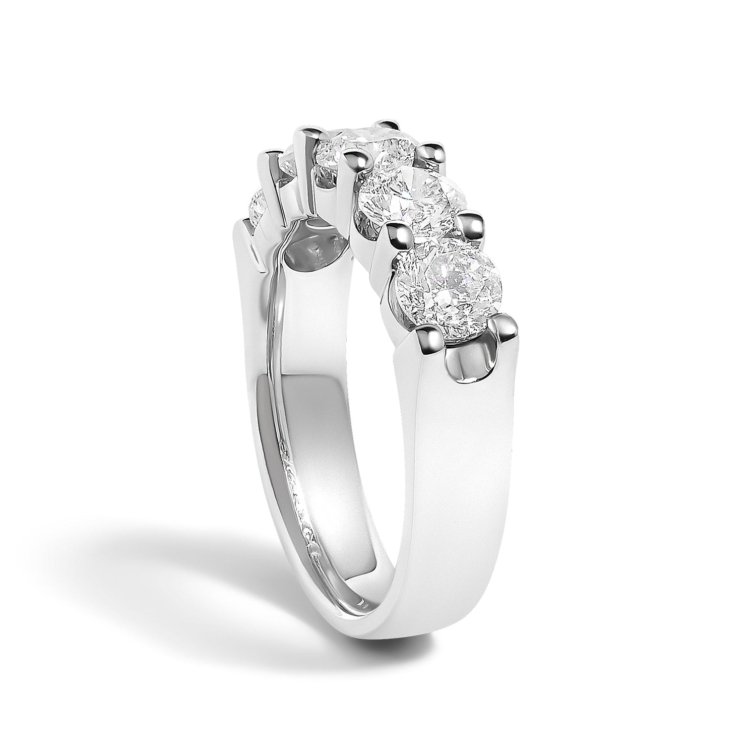 14K White Gold 2.0 Cttw Round Diamond Five Stone Band Ring  DestGlow