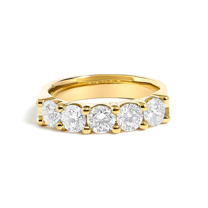 14K White Gold 1 1/2 Cttw Diamond 5 Stone Band Ring  DestGlow