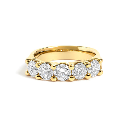14K White Gold 2.0 Cttw Round Diamond Five Stone Band Ring  DestGlow