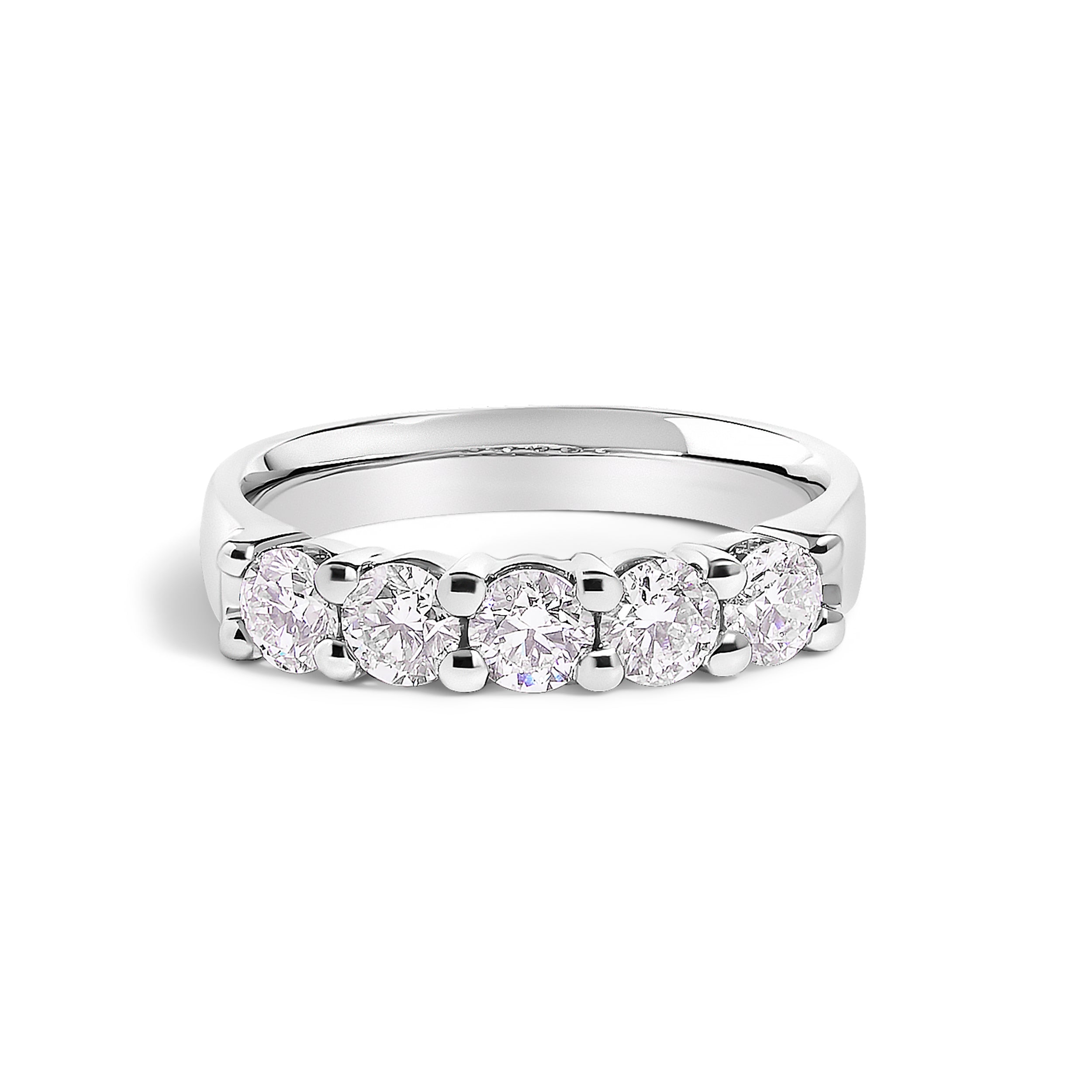 14K White Gold 1.00 Cttw Diamond 5 Stone Band Ring  DestGlow