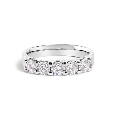14K White Gold 1.00 Cttw Diamond 5 Stone Band Ring  DestGlow