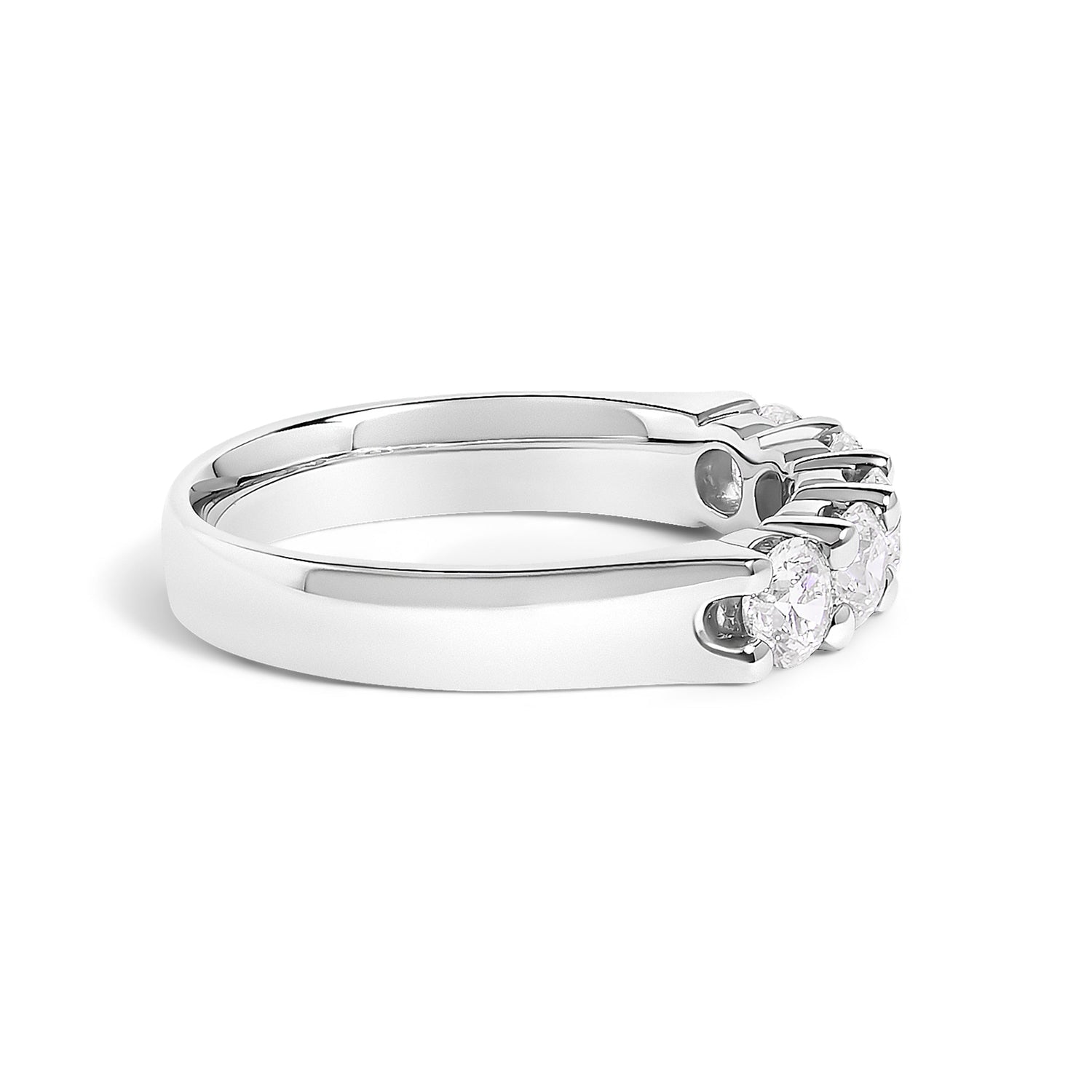 14K White Gold 1.00 Cttw Diamond 5 Stone Band Ring  DestGlow