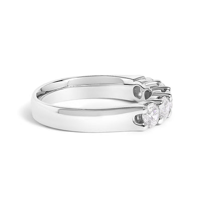 14K White Gold 1.00 Cttw Diamond 5 Stone Band Ring  DestGlow