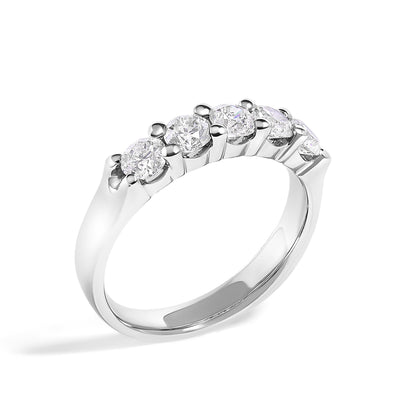 14K White Gold 1.00 Cttw Diamond 5 Stone Band Ring  DestGlow