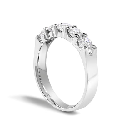 14K White Gold 1.00 Cttw Diamond 5 Stone Band Ring  DestGlow