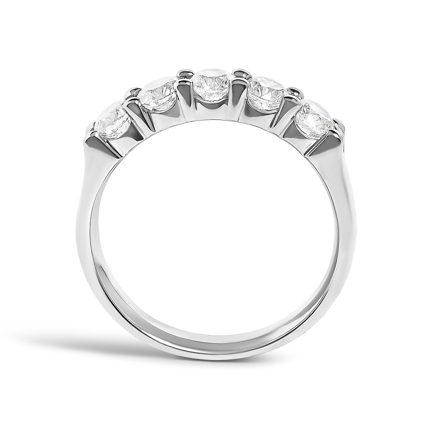 14K White Gold 1.00 Cttw Diamond 5 Stone Band Ring  DestGlow