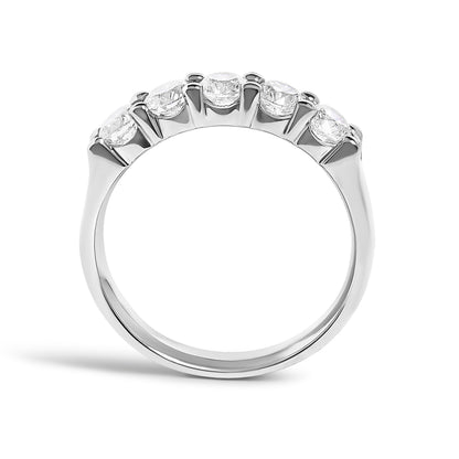 14K White Gold 1.00 Cttw Diamond 5 Stone Band Ring  DestGlow