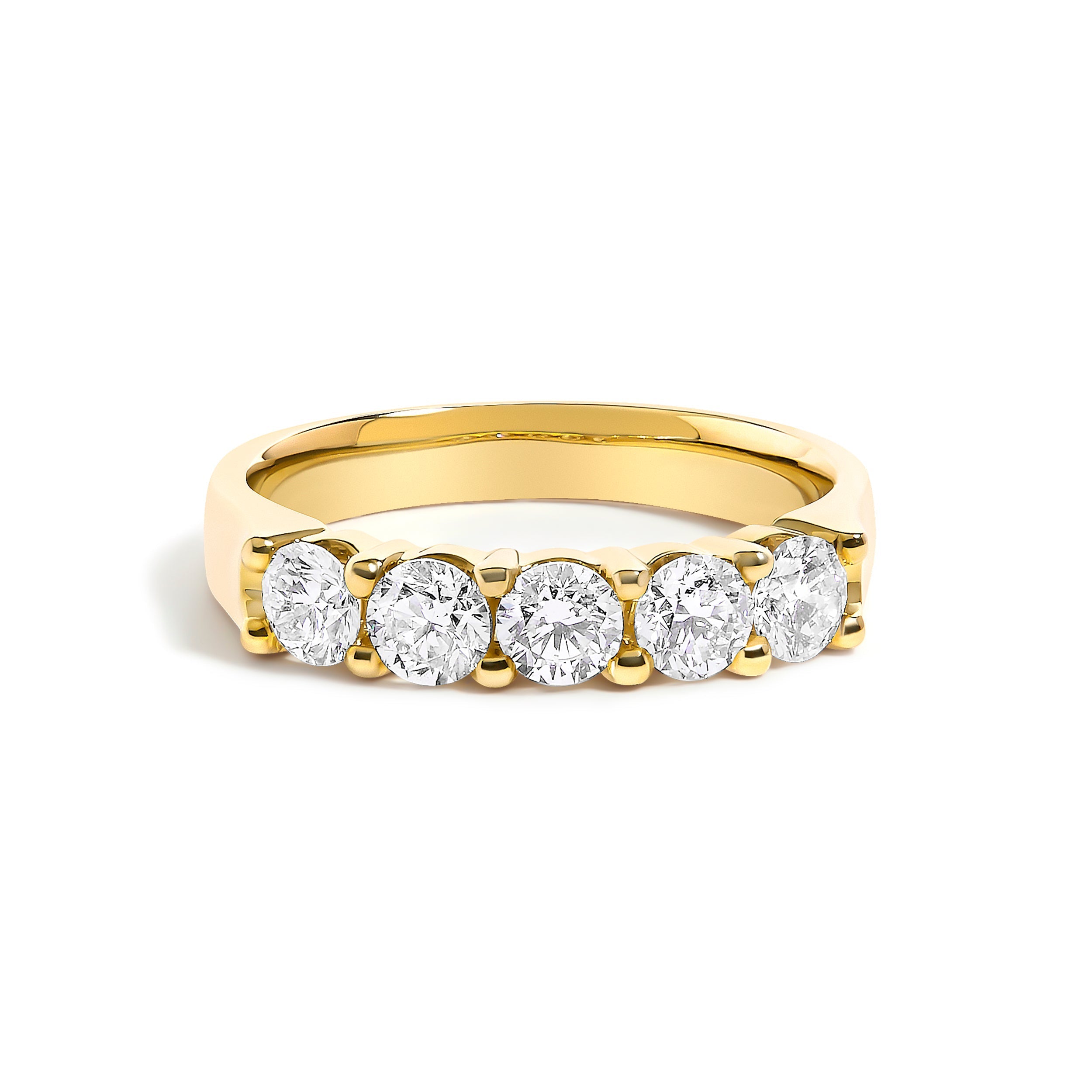 14K White Gold 1.00 Cttw Diamond 5 Stone Band Ring  DestGlow